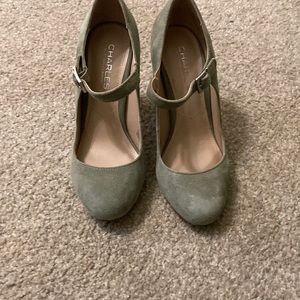 Charles David suede gray Mary Jane heels